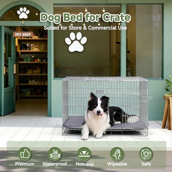 WAYIMPRESS Dog Crate Pad, Double-Sided Waterproof Crate Mat Bed, Outdoor Kennel Mat Pet Sleeping for Medium Large Dogs, Waterproof, Wipeable, Anti-Slip, Kennel Pads 35 x 22 Inch, Dark Gray by WAYIMPRESS - Image 5