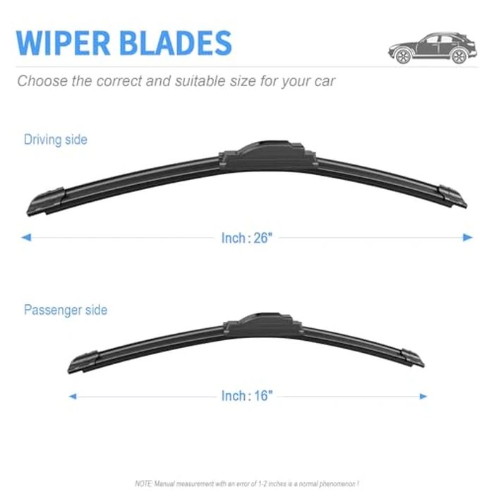 Gavimnal(R) 26"+16" Silicone Wiper Blades Replacement For Honda CRV 2007-2018 Toyota Corolla 2009-2019 Toyota RAV4 2013-2025 Hyundai Accent 2011-2022,All-Season Front Windshield Wiper Blades(Set of 2) by Gavimnal - Image 5