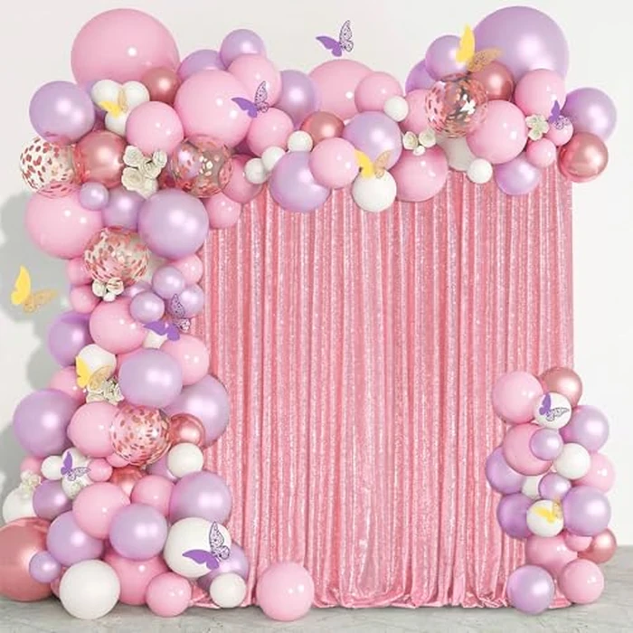 Blush Pink Sequin Backdrop Curtain: 2 Pieces 5ftx10ft Party Backdrop Curtains - Birthday Baby Shower Photography Decorations by Fanqisi - Image 6