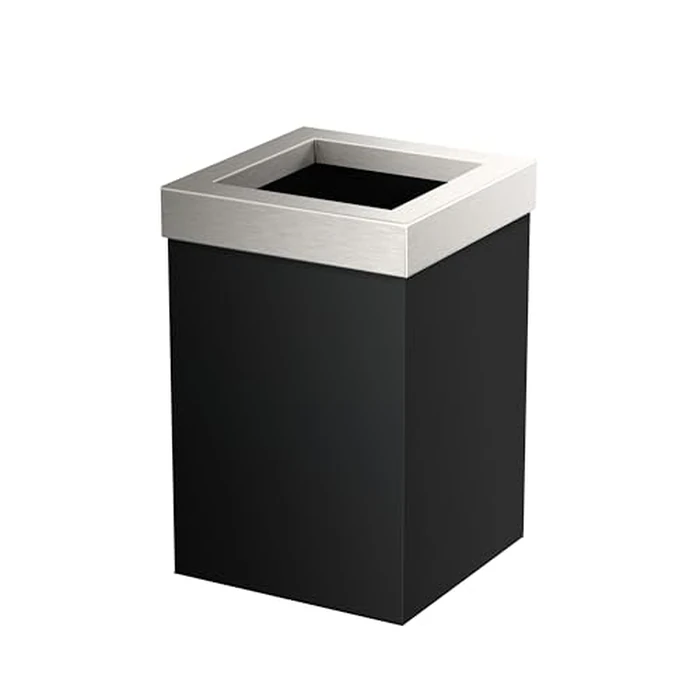Gatco Small Bathroom Trash Can with Lid, Square 3 Gallon Stainless Steel Wastebasket, Under Sink, Matte Black and Satin Nickel, for Bathroom, Bedroom, Office (1915SN) by Gatco - Used - Very Good condition - US$55.21