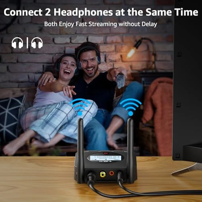 1Mii B06TX+ Long Range Bluetooth 5.3 Transmitter for TV/PC/Projector to 2 Wireless Headphones/Speakers, Bluetooth Adapter for TV w/Screen Display Plug n Play, aptX Low Latency & Adaptive & HD Audio by 1Mii - Image 5