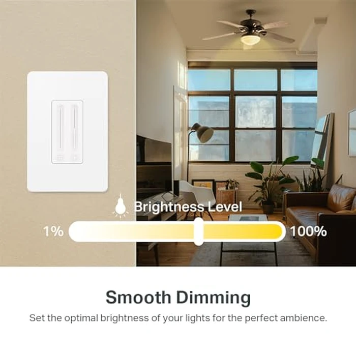 Kasa Smart Ceiling Fan Control & Dimmer Switch (KS240) - Adjustable 4-Speed Fan & Brightness Control, Works w/Apple HomeKit, Alexa & Google Home, Single Pole, 2.4G Wi-Fi Only, Neutral Wire Required by Kasa Smart - Image 3