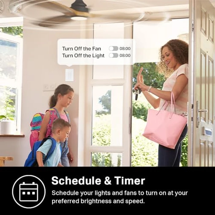 Kasa Smart Ceiling Fan Control & Dimmer Switch (KS240) - Adjustable 4-Speed Fan & Brightness Control, Works w/Apple HomeKit, Alexa & Google Home, Single Pole, 2.4G Wi-Fi Only, Neutral Wire Required by Kasa Smart - Image 5
