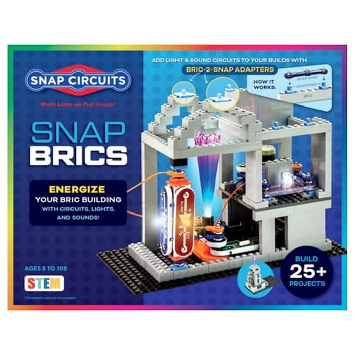 Snap Circuits BRIC: Structures | Brick & Electronics Exploration Kit | Over 20 Stem & Brick Projects | Full Color Project Manual | 20 Parts | 75 BRIC-2-Snap Adapters | 140+ BRICs by Snap Circuits - Used - Like New condition