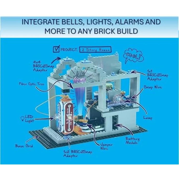 Snap Circuits BRIC: Structures | Brick & Electronics Exploration Kit | Over 20 Stem & Brick Projects | Full Color Project Manual | 20 Parts | 75 BRIC-2-Snap Adapters | 140+ BRICs by Snap Circuits - Image 2