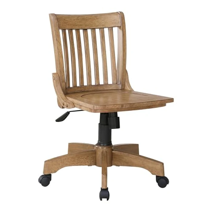 OSP Home Furnishings Deluxe Armless Wood Banker's Desk Chair with Adjustable Height, Locking Tilt, and Heavy Duty Base, Fruitwood by Office Star Products - Used - Like New condition - US$159.47
