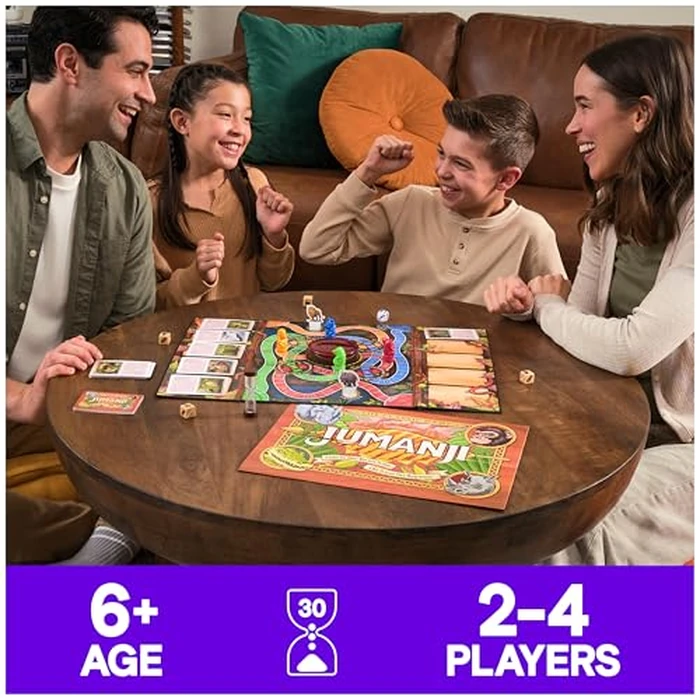 Spin Master Games, Jumanji 30th Anniversary Edition, The Classic Thrilling Adventure Family Board Game Based on the Action-Comedy Movie, Updated Jungle Challenges, 2-4 Players, for Ages 6 & Up by Spin Master Games - Image 2