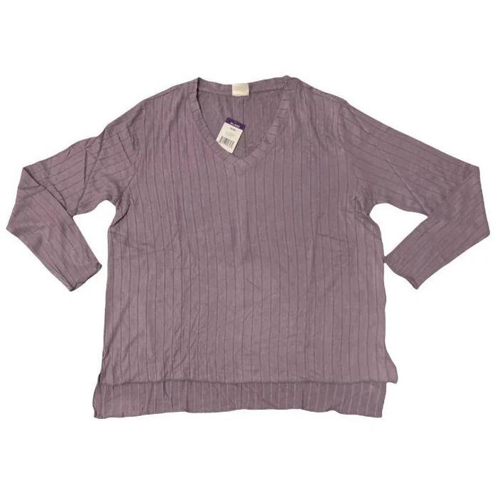 Mote Women's V-Neck Stretch Long Sleeve Ribbed Shirt S - Lilac by Mote - Image 1