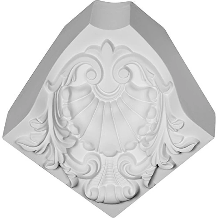 Endurathane Carrillo Shell Crown Moulding Inside Corner, 7 1/8"H x 7 3/8"P x 10 1/8"F, Factory Primed (4-Pack) by Ekena Millwork - Image 1