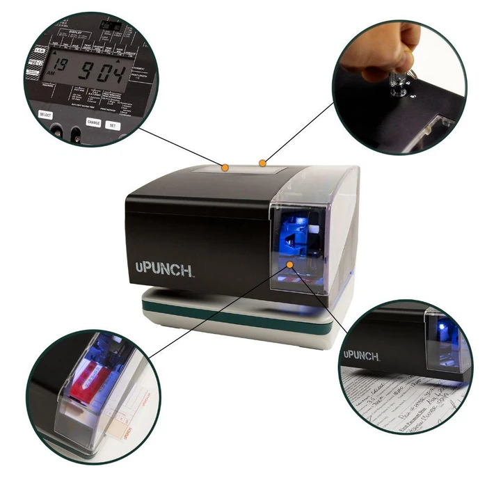 uPunch CR1000 Digital Time Clock and Date Stamp with 50 Time Cards - Black by uPunch - Image 4