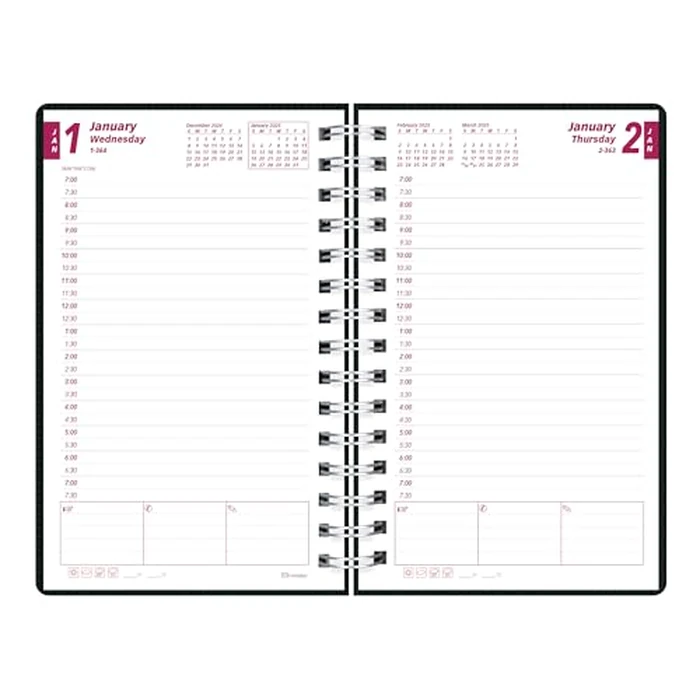 Brownline(R) 2025 DuraFlex Daily/Monthly Planner, Appointment Book, 12 Months, January to December, Twin-Wire Binding, 8" x 5", Black (CB634V.BLK-25) by NDJQY - Image 4