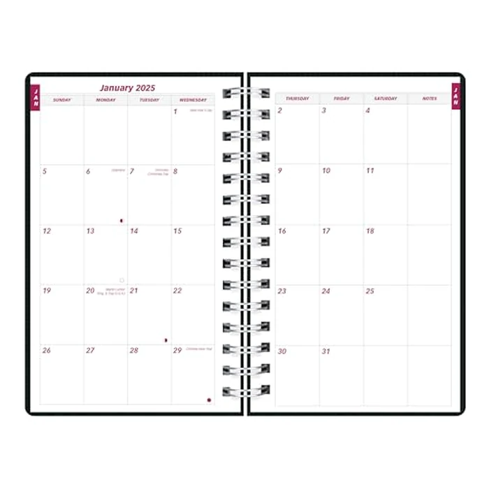 Brownline(R) 2025 DuraFlex Daily/Monthly Planner, Appointment Book, 12 Months, January to December, Twin-Wire Binding, 8" x 5", Black (CB634V.BLK-25) by NDJQY - Image 5