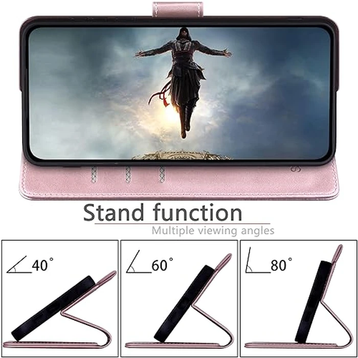 SUANPOT for Samsung Galaxy S24 FE Wallet case with RFID Blocking Credit Card Holder,Flip Book PU Leather Protective Cover Women Men for Samsung S24 FE Phone case Rose Gold by SUANPOT - Image 5
