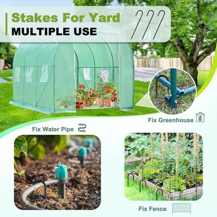 Kadrick 32-Pack Rebar Stakes 12 inch，J Hook Ground Stakes Anchors, Black Galvanized Fence Stakes,Heavy Duty 5/16'' Diameter by Kadrick - Image 7