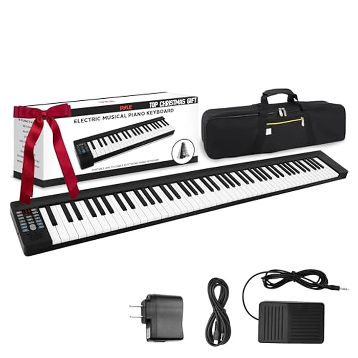 Pyle 88-Key Electric Piano Keyboard - Full Sized Bluetooth Enabled Keyboard with 28 Rhythms & Tones, Built-In Speaker, Sustain Pedal, Piano Bag, Portable Design, Ideal for Beginners and Professionals by Pyle - Used - Like New condition