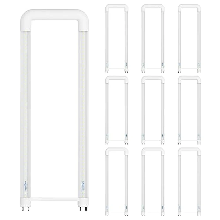 LUMINOSUM T8 U Bend LED Tube Light 20W 40W Equivalent, 5000k Daylight U Shaped Bulb, 2000LM 2x2FT Fluorescent Replacement, G13 Base Dual-Ended Powered Ballast Bypass, Clear Cover ETL Listed, 10-Pack by LUMINOSUM - Image 1