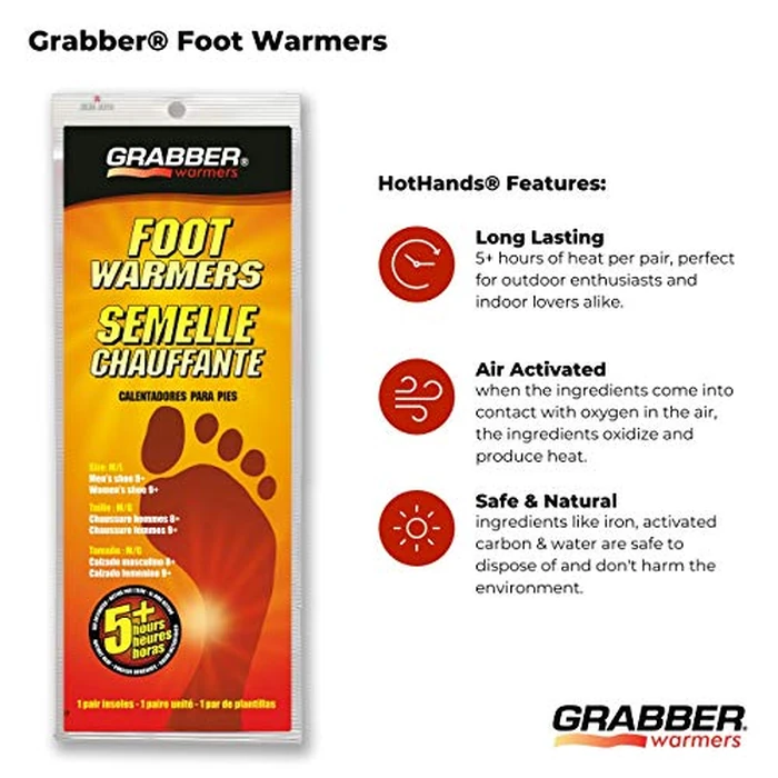 Grabber Insole Foot Warmers - Long Lasting Safe Natural Odorless Air Activated Warmers - Up to 5 Hours of Heat - 30 Pair - Medium/Large by Grabber - Image 7