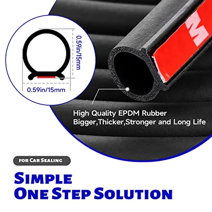 D-Shape Car Door Rubber Seal Strip,Black Automotive Weather Stripping with Self-Adhesive to Reduce Noise and Water-Leaking fit Most Car,Truck,SUV,RV,Boat and Home Application,18ft (18ft) by EdgeSeal - Image 2