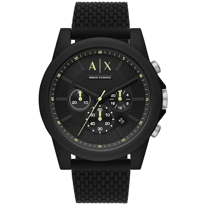 Armani Exchange Chronograph Silicone Men Watch AX1344 - Black by Armani Exchange - Image 1