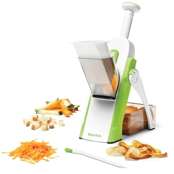 Starfrit Pump'n'Slice - Vertical Mandoline, Food Chopper, Slicer - Safe Enclosed Blades - Folds for Storage | Cleaning Tool -2-in-1 by Starfrit - Image 1