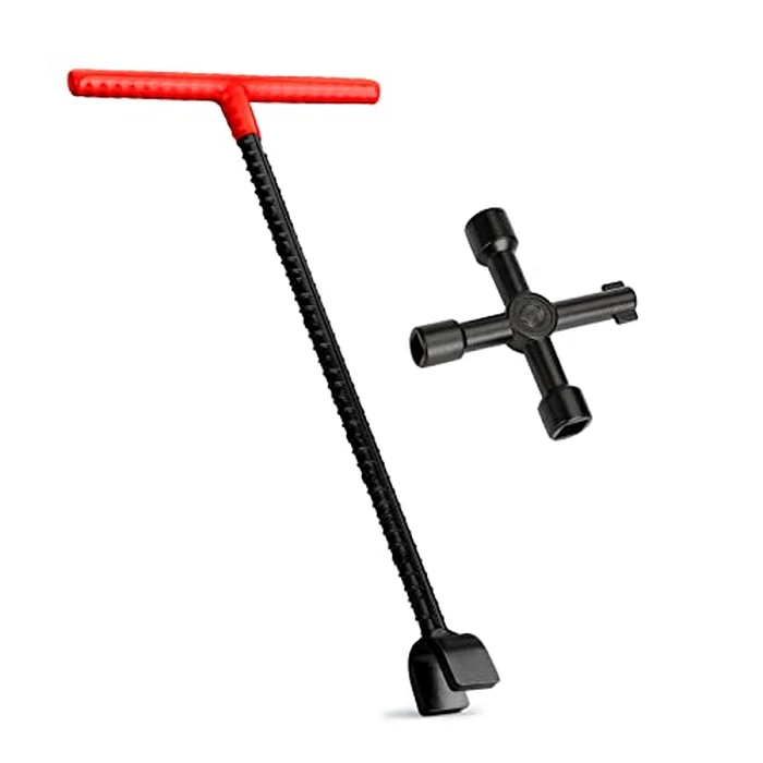 Eapele Water Meter Key 16 inch Enforced Steel T-Handle With 4-way Multi-Functional Universal Cross Key by Eapele - Used - Very Good condition