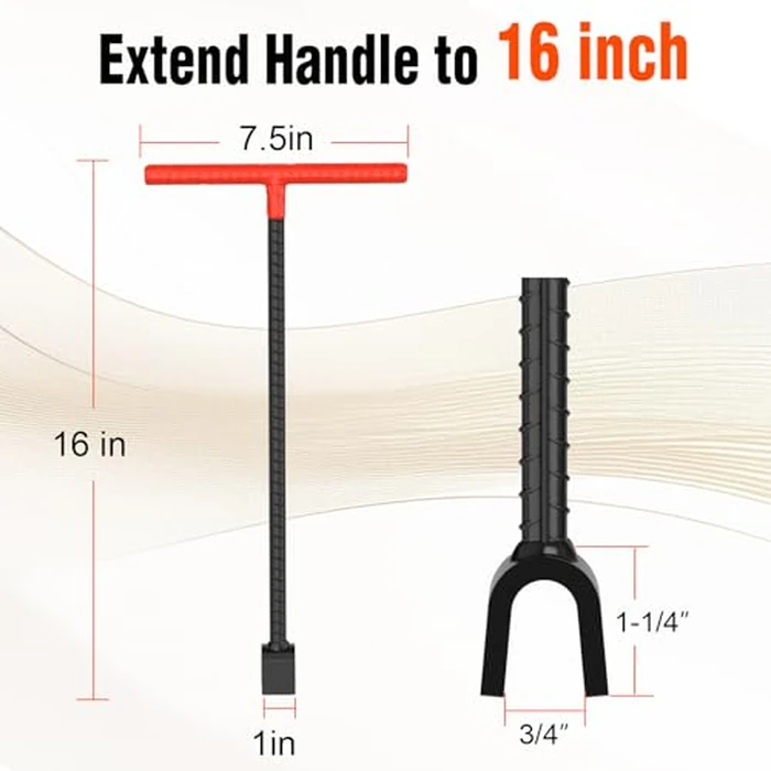 Eapele Water Meter Key 16 inch Enforced Steel T-Handle With 4-way Multi-Functional Universal Cross Key by Eapele - Image 2