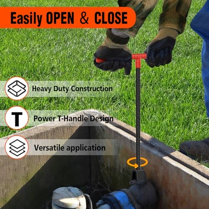 Eapele Water Meter Key 16 inch Enforced Steel T-Handle With 4-way Multi-Functional Universal Cross Key by Eapele - Image 3