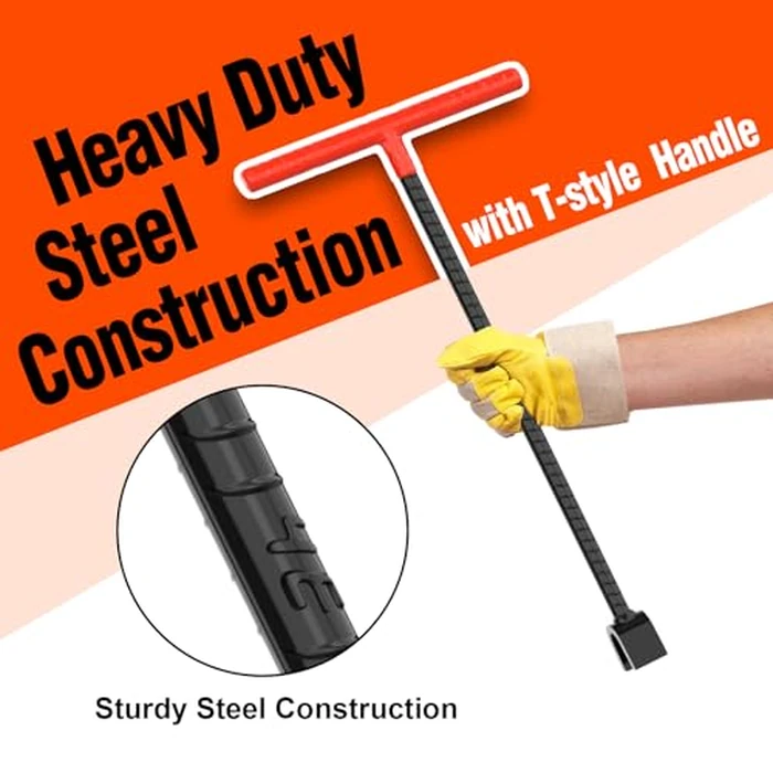 Eapele Water Meter Key 16 inch Enforced Steel T-Handle With 4-way Multi-Functional Universal Cross Key by Eapele - Image 5