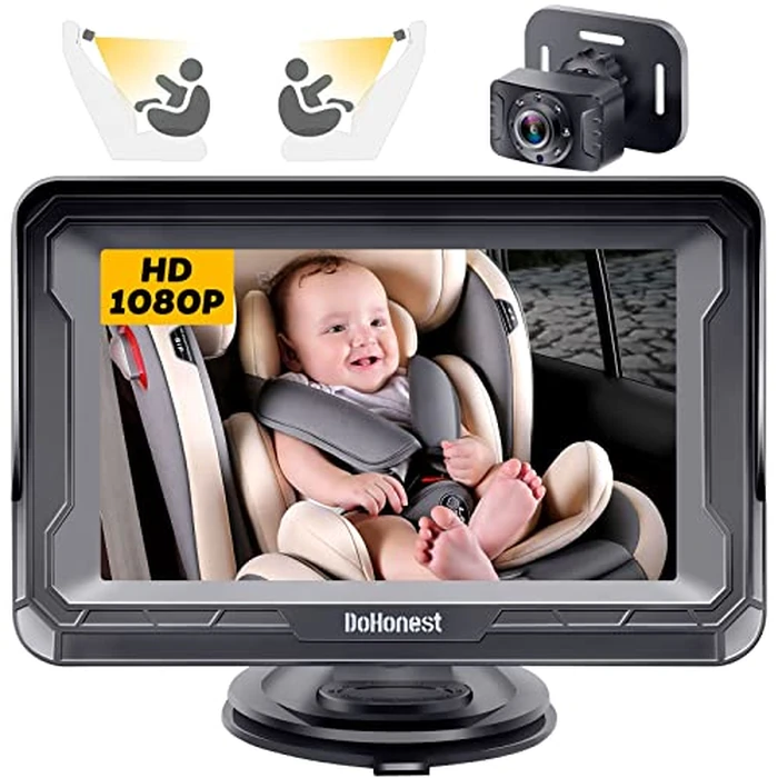 DoHonest Baby Car Camera HD 1080P - Rear-Facing Car Baby Monitor with Night Vision, Adjustable View Angle, Easy Setup, Anti-Glare Display, Safety for Kids & Infants by DoHonest - Used - Like New condition - US$28.48
