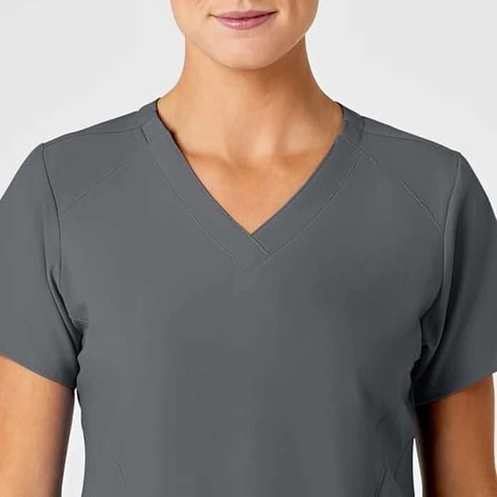 WonderWink Women's Women's Stylized V-Neck Top Shirt, Pewter, Small by WINK - Image 2