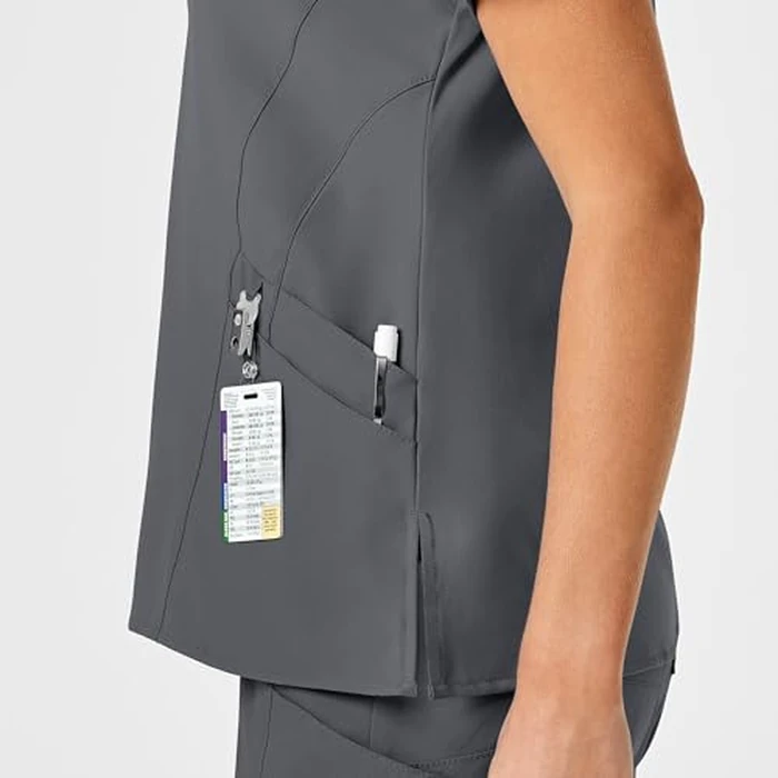 WonderWink Women's Women's Stylized V-Neck Top Shirt, Pewter, Small by WINK - Image 4