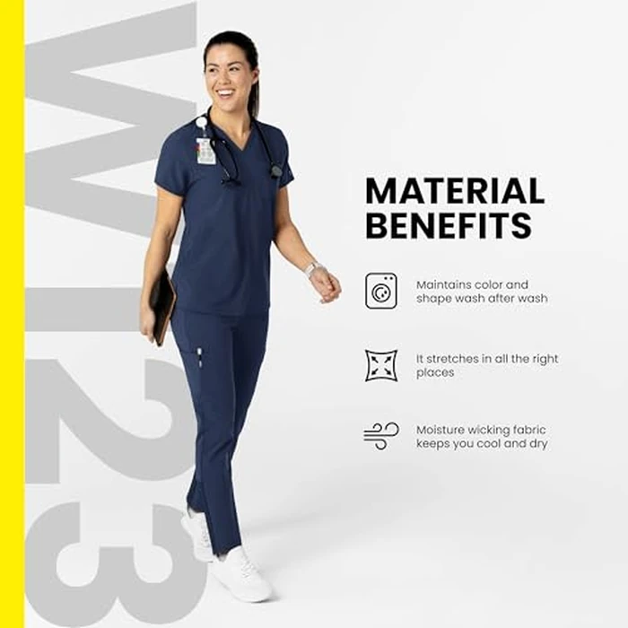 WonderWink Women's Women's Stylized V-Neck Top Shirt, Pewter, Small by WINK - Image 6