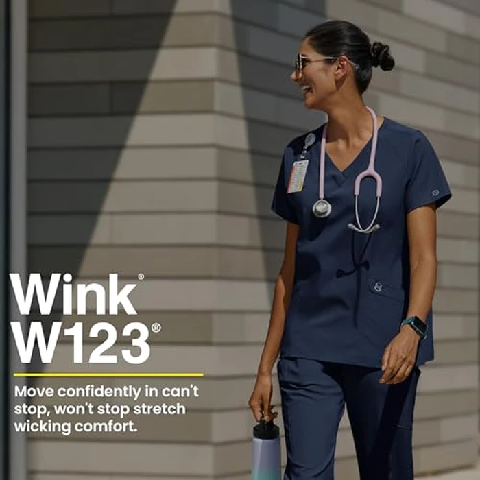 WonderWink Women's Women's Stylized V-Neck Top Shirt, Pewter, Small by WINK - Image 7