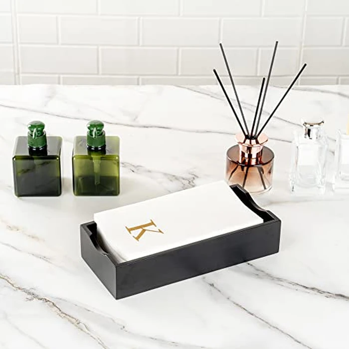 Luxenap 15.8 X 7.9 Inch Linen-Feel Guest Towels, 50 Lettered Hand Towels - Gold Letter 'K', Sans Serif Font, White Paper Dinner Napkins, airlaid, For Restrooms And Tables by Restaurantware - Image 9