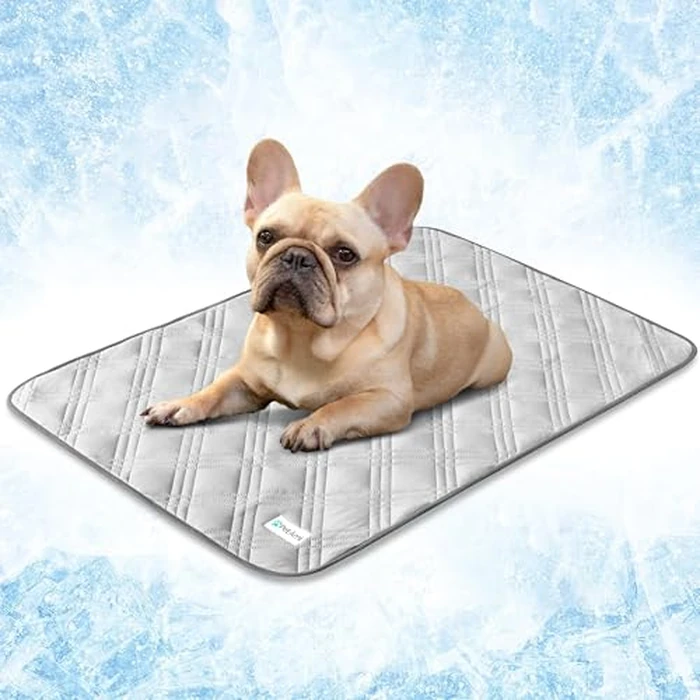 PetAmi Waterproof Cooling Mat for Dog, Premium Pet Cooling Blanket for Bed Crate, Anti Slip Indoor Dog Cool Pad for Sleeping, Q-MAX Small Medium Sofa Couch Cover Mat for Cat, Light Grey, 29x40 by PetAmi - Image 1