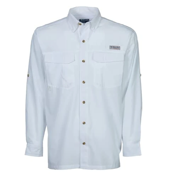 Bimini Bay Outfitters LTD Bimini Flats V Men's Long Sleeve Fishing Shirt Featuring BloodGuard Plus (M, White) by Bimini Bay - Used - Like New condition - US$29.94