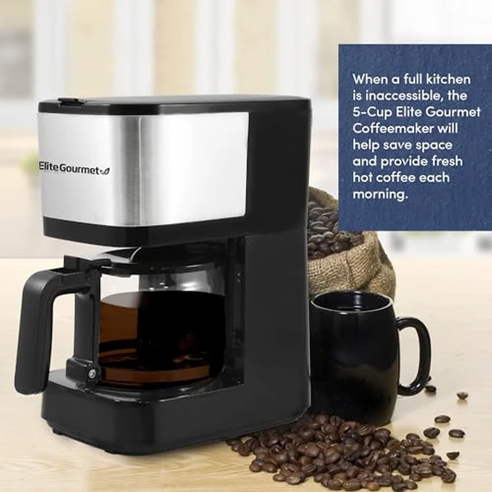 Elite Gourmet Automatic Brew & Drip Coffee Maker, with PaCae N Serve, ReCaable Filter, On/Off Switch, Water Level Indicator, 5-Cup, Stainless Steel, EHC9420 by Elite Gourmet - Image 7
