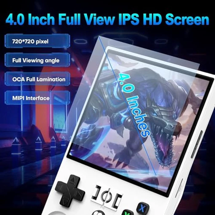 R36MAX Retro Game Console (R36S New Upgrade) - 4K HD 4.0" IPS Screen, 128GB Preloaded 22,000+ Retro Games, Open-Source Linux System, 4000mAh Rechargeable, Portable Video Games (White 128G) by XiFanHo - Image 3
