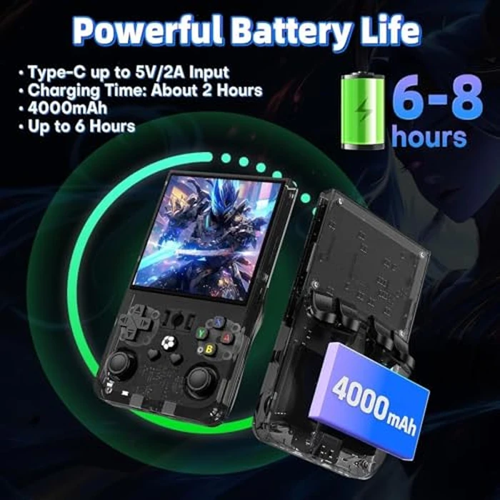 R36MAX Retro Game Console (R36S New Upgrade) - 4K HD 4.0" IPS Screen, 128GB Preloaded 22,000+ Retro Games, Open-Source Linux System, 4000mAh Rechargeable, Portable Video Games (White 128G) by XiFanHo - Image 6