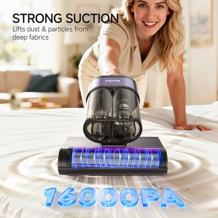 FEPPO Mattress Vacuum Cleaner, 4-in-1 Bed Vacuum Cleaner PRO, 16KPa Handheld Vacuums with 253.7nm UV-C Light, 40,000 Beats/Min Tapping, 140 degreesF Hot Air, HEPA Filter for Bed, Sofa, Crib(Corded, 550W) by FEPPO - Image 2