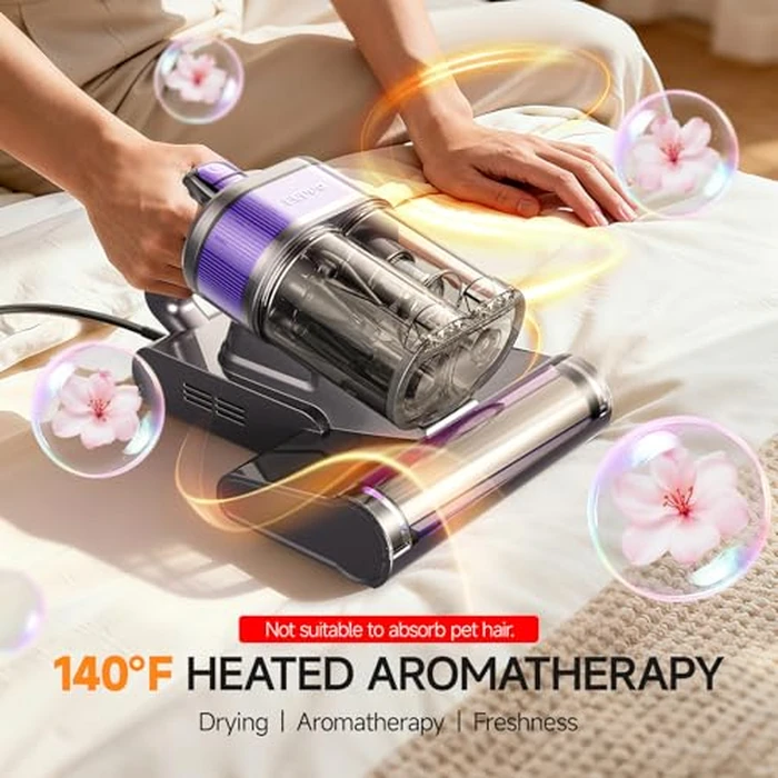 FEPPO Mattress Vacuum Cleaner, 4-in-1 Bed Vacuum Cleaner PRO, 16KPa Handheld Vacuums with 253.7nm UV-C Light, 40,000 Beats/Min Tapping, 140 degreesF Hot Air, HEPA Filter for Bed, Sofa, Crib(Corded, 550W) by FEPPO - Image 4