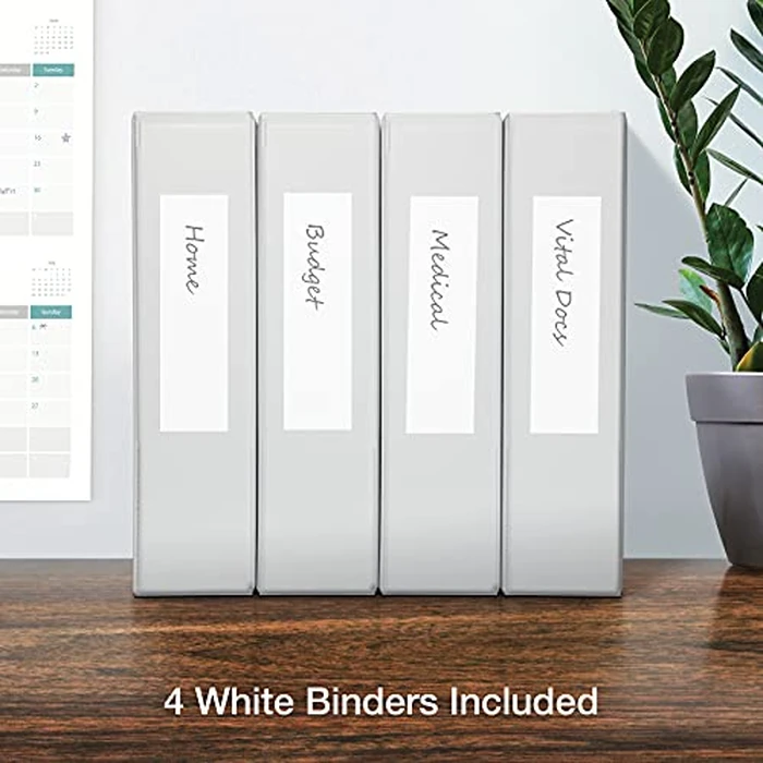 Oxford 3 Ring Binders, Binders for School and Office, 2 Inch ONE-Touch Easy Open D Rings, 3-Sided View Binder Covers, Xtralife Hinge, Non-Stick, PVC-Free, White, 530-Sheet Capacity, 4 Pack (79910) by Oxford - Image 5