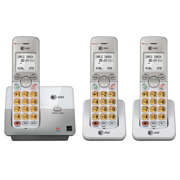 AT&T DECT 6.0 3 Cordless Phones with Caller ID, Handset Speakerphones, White and Grey by AT&T - Image 1