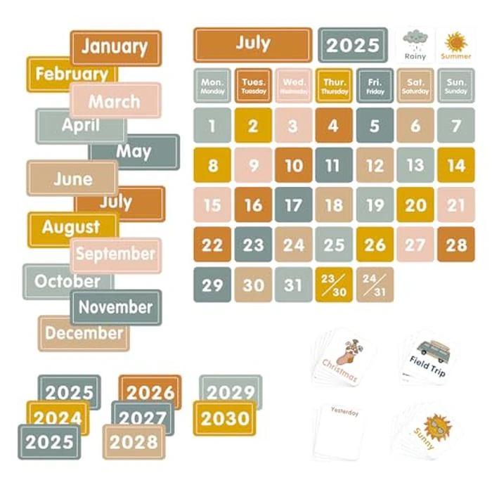 REGELETO Boho Calendar Pocket Chart with 92 Cards for Classroom,46 Pockets Black Monthly Calendar and Weather Pocket Chart for Students Learning Size: 28.75" H x 24" W inch for Home or Classroom by REGELETO - Image 5