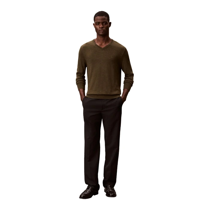 Calvin Klein Men's Extra Fine Merino Wool Blend V-Neck Sweater Dusty Olive by Calvin Klein - Image 10