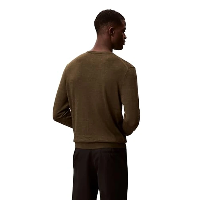 Calvin Klein Men's Extra Fine Merino Wool Blend V-Neck Sweater Dusty Olive by Calvin Klein - Image 5