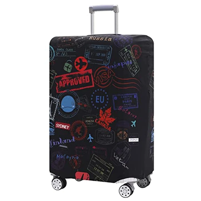 Luggage Cover Suitcase Cover Suitcase Protector Fit 26-28 Inch Luggage (Go travel world -L) by TRAVELKIN more than travel - Image 1