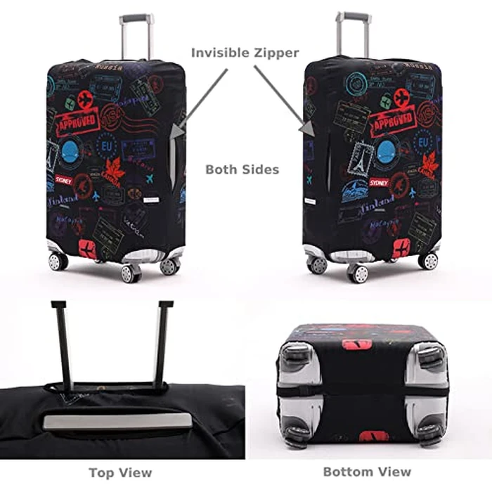 Luggage Cover Suitcase Cover Suitcase Protector Fit 26-28 Inch Luggage (Go travel world -L) by TRAVELKIN more than travel - Image 2