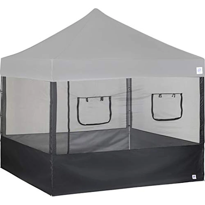 E-Z UP Food Booth Sidewall Kit, Set of 4, Fits 10' x 10' Straight Leg Canopy (Canopy/Shelter NOT Included), Includes 2 Roll-Up Serving Windows, Commercial Grade Mesh, Black by E-Z UP - Used - Like New condition - US$131.94