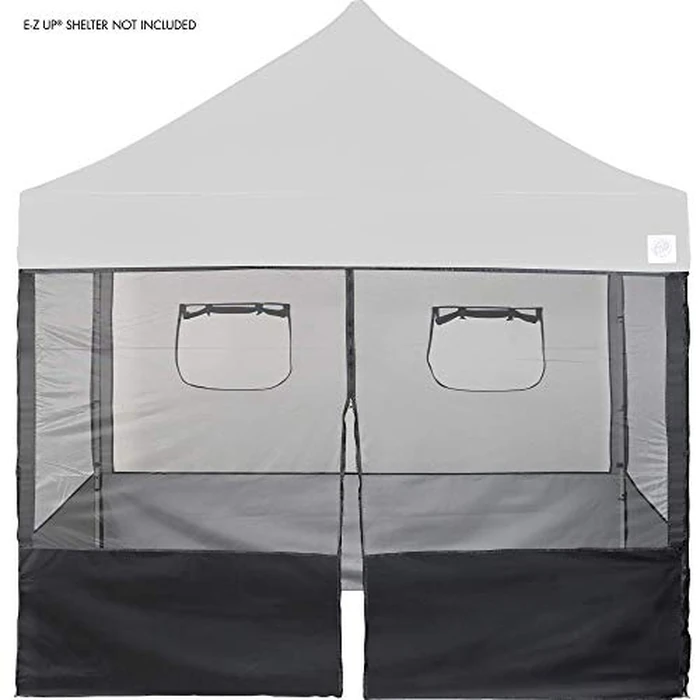 E-Z UP Food Booth Sidewall Kit, Set of 4, Fits 10' x 10' Straight Leg Canopy (Canopy/Shelter NOT Included), Includes 2 Roll-Up Serving Windows, Commercial Grade Mesh, Black by E-Z UP - Image 2